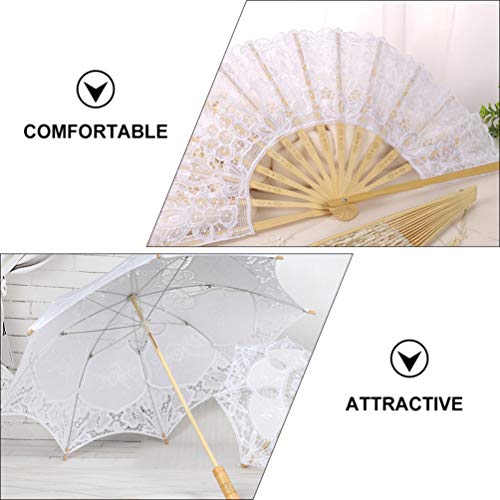 Guarda-chuva de renda BESPORTBLE, guarda-sol dobrável, para fãs de mãos, flores, renda, rosa, portát