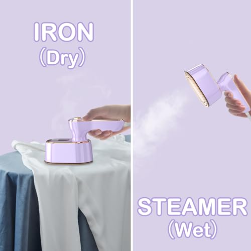 Image of Travel Steamer Iron for Clothes Mini - Portable Ironing Machine Travel Small Size Portable Steamer Travel College Dorm Home Essentials (Purple)