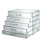 Hrzisda ジュエリー収納 ジュエリーボックス透明 引き出し アクリル アクセサリーケース おしゃれ 完成品 大容量 収納ボックス 小物入れ 宝石箱ピアス リング ブレスレット ジュエリー アクセサリー 単品 ジュエリーバッグ 誕生日プレゼント 贈り物 (5層透明収納ボックス厚手)