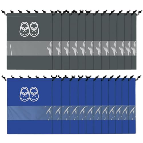 Image of Heart Home Pack of 24 Travel Shoe Organizer | Storage Bags | Travel Carrying Bag | Storage Organizers Set | Shoe Cover with Transparent Window | Shoe Dori Cover | Royal Blue & Gray