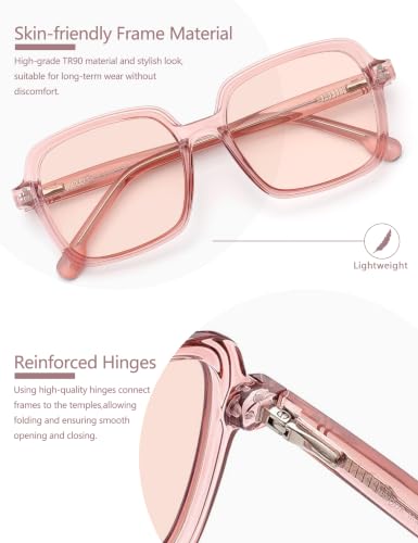 Image of Oversized Blue Light Blocking Glasses for Women and Men, Square Frame Computer Gaming Glasses Anti Glare & UV RF6215