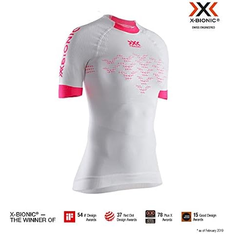 X-Bionic Camiseta M/C The Trick G2 Run Mujer Arctic White/Neon Flamingo Talla XL Manga Corta Cover