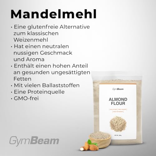 Foto von GymBeam Gemahlene Mandeln - Mandelmehl, glutenfreie, proteinreiche Alternative, Mandeln gemahlen, Almond Flour, hoher Gehalt an Ballaststoffen & ungesättigten Fetten, GMO-frei 500 g