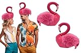 Nicky Bigs Novelties Adult 2 Pack Pink Flamingo Hats - Tropical Animal Bird Theme Headwear - Beach Party Luau Costume Accessory, Pink, One Size