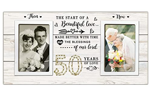 Cocomong Anniversary 50Th Gifts, Then & Now 50Th Wedding Anniversary, Engagement, & Vow Renewal Couples Gifts Picture Frames, Sentimental Quote Gifts For Couple, Parents - Holds 2 4X6 Inches Photos #TOP3