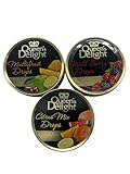 Queen's Delight Variety Pack Hard Candy Drops, Natural Ingredients, Real Fruit Juice, Multifruit, Wild Berry, Citrus Mix, 5.3 oz Tins, Pack of 3