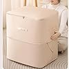 Ultra Space Saving Self Compression Organizer, Heavy Duvet Storage Bag Fold Large Capacity Self Compression Moving Organizer Bags for Comforters, Clothes, Blankets (Khaki, XL (54 * 42 * 60CM))