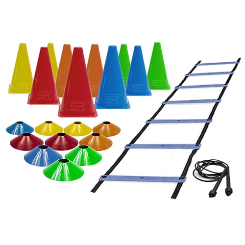 Escada + Corda +10 Pratos +10 Cones P/Treinamento Funcional