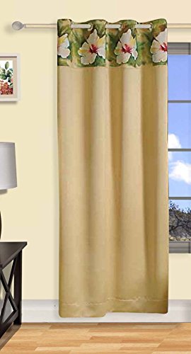Image of Swayam 80% Blackout Polyester Door Curtain for Living Room & Bedroom | 7.5 Feet | Room Darkening Curtain with Eyelets | Pack of 1 | Solid Design - Beige