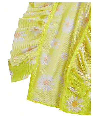Milumia Girl's Cute Beach Coverups Disty Floral Print Ruffle Trim wimsuit Swimwear Cover Up3