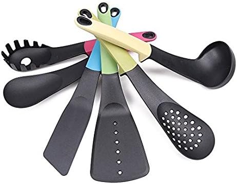 Skenda Home Kitchen Tools Set With 6 Nonstick Baking Cooking Utensils - Colorful Elevate Handles ( 5 ) E-Books with this Set. A Great Idea for Housewarming or Bridal Shower