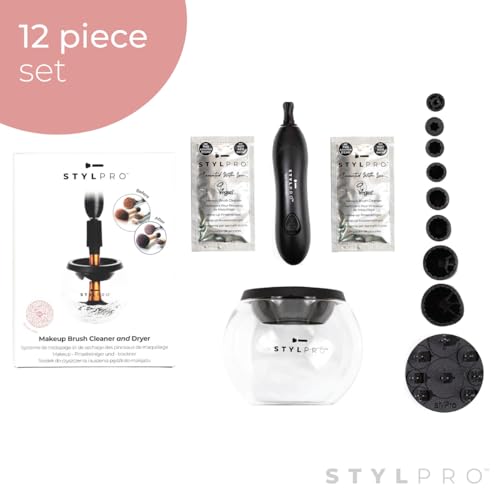 STYLPRO: Limpiador de cepillos eléctrico con 8 pinzas, secado rápido, rotación automática, recipiente resistente al calor. Ahorra tiempo y es eficaz. - imagen 8