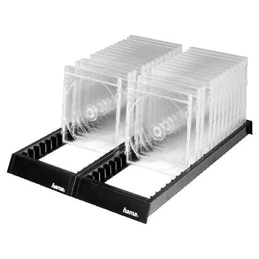 Hama CD-stativ arkiveringssystem (för 44 CD-tomma fodral, CD-ställ för förvaring, organiserare halkfri) svart