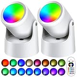 Tongue feast RGB Christmas LED Spot Lights Indoor, Up Lights Indoor with Remote Control, 2Pack 6W 16 Color Changing Uplighting Indoor Spotlights,for Painting Artwork US 2 Plug 6 FT Power Cord