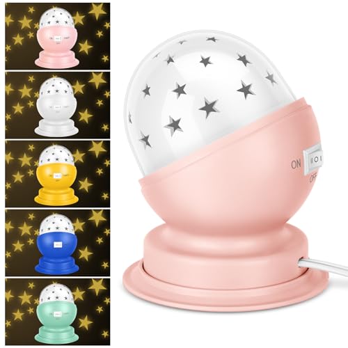 Star Night Light for Kids, 360° Rotating Starry Ceiling Projector for Kid’s Bedroom with Timer, 3000K,Pink,1 Pack