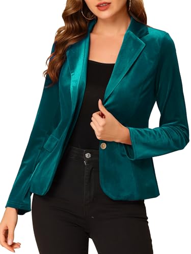 Allegra K Damen-Samt-Blazer mit gekerbtem Revers, Vintage-Stil,...
