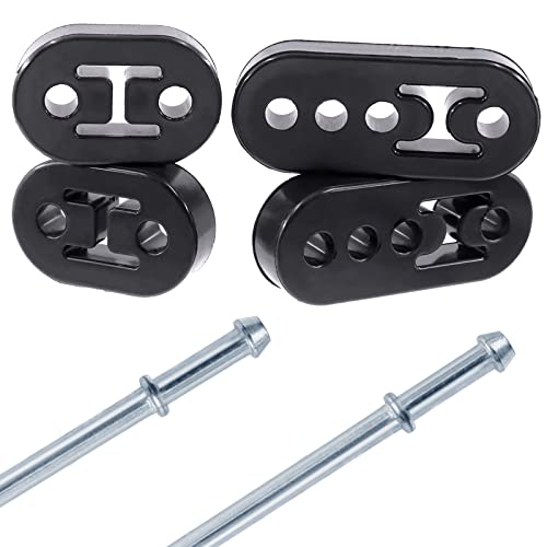 Wokape Lot de 6 supports isolants en caoutchouc pour pot d'échappement de voiture avec tiges droites universelles en acier inoxydable (2 trous, 4 trous,...