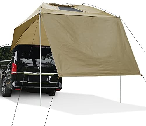 Yescom 8x11x7Ft Waterproof Car Awning Portable Camping Sun Shelter for SUV Truck Van Beach Outdoor Brown