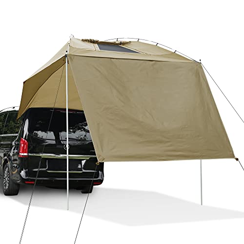 Yescom 8x11x7Ft Waterproof Car Awning Portable Camping Sun Shelter for SUV Truck Van Beach Outdoor Brown 