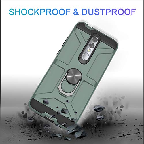 Starlodes Compatible For Coolpad Legacy Brisa Phone Case,Cp3706As Case,[Hd Screen Protector] Shockproof Protective Cover With Rotatable Ring Kicktand Fit Magnetic Car Mount-Midnight Green #TOP4