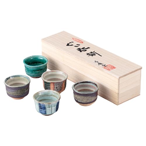 Waraku Fuuka Japanese Traditional Mino Sake Cup (Set of 5)
