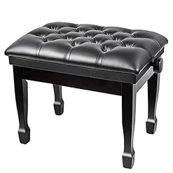 XOUVY Tabouret de Banc de Piano en Bois Support de Piano réglable Coussin en Cuir Étanche Stable Luxe (Noir) - Les Beatles, Paul McCartney, John Lennon, RIngo Starr, George Harrison