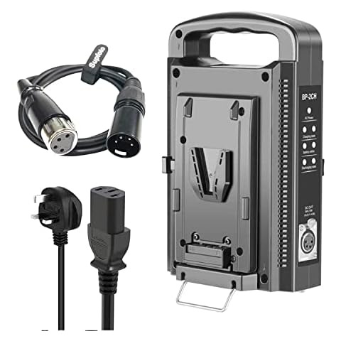 Supfoto Dual V-Mount Battery Charger for V Mount/V Lock Li-ion Battery 2-Channel Power Supply with XLR Output with DC 16.8V Power Supply Output Cover