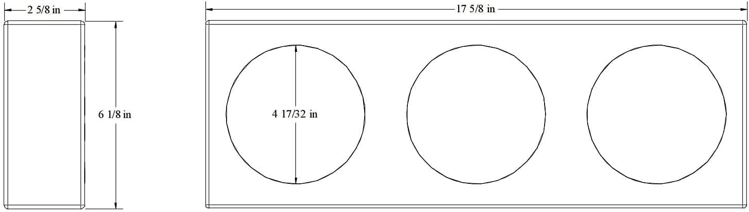 Tail Light Box, Triple 4" Round, SET of (2), Steel, for Truck or Trailer, 1073