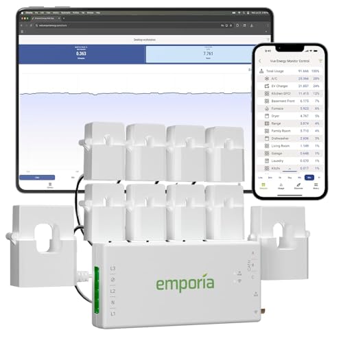 Emporia Vue 3 Home Energy Monitor - Smart Home Automation Module and Real Time Electricity Usage Monitor, Power Consumption Meter, Solar and Net Metering for UL Certified Safe Energy Monitoring