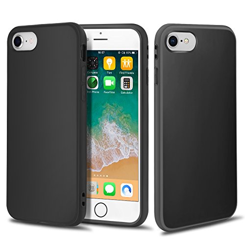 iPhone 8 Case, iPhone 7 Case, Anti-Fingerprint Thick (1.7mm) TPU Micro Frosted All-Round Protection of Soft Case for iPhone 7/8 - Black