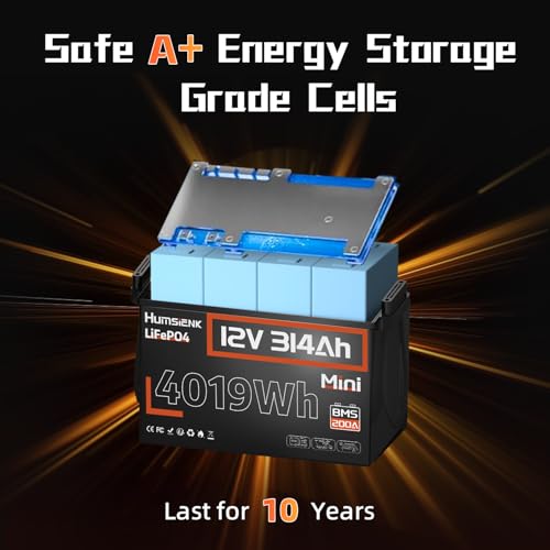 Image of 48V 314Ah (4 PACK 12V 314Ah) Battery LiFePO4 Lithium Built-in 200A BMS, 15000 Deep Cycles Battery 4019Wh with Low-Temp Protection for RV Marine Home Energy Storage Off-Grid Living