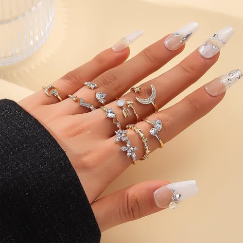 NEWITIN Conjunto de 24 peças de joias de ouro para mulheres, moda fantasia, joias, colar banhado a o