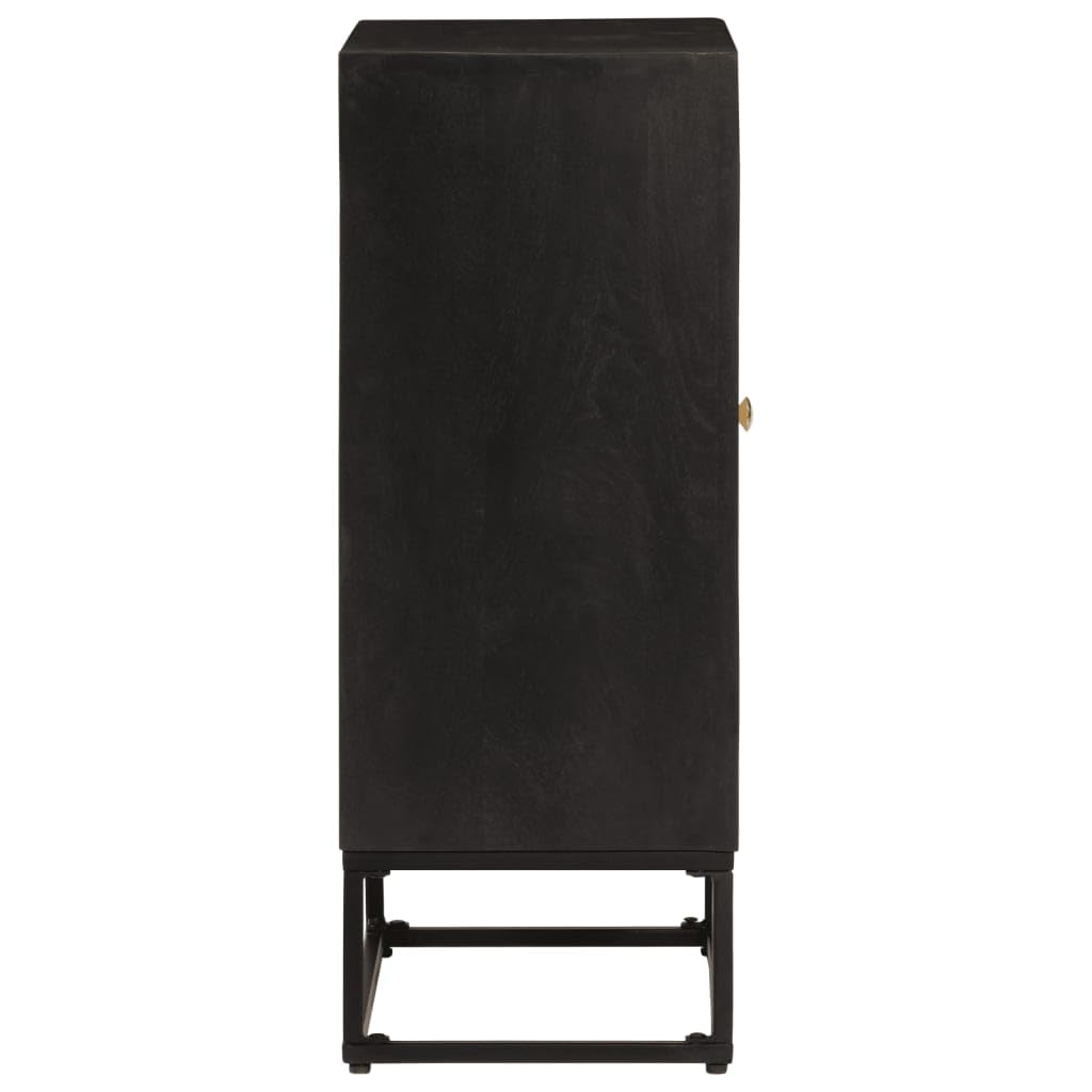 Credenza nera in legno di mango massiccio e ferro 55x30x76 cm
