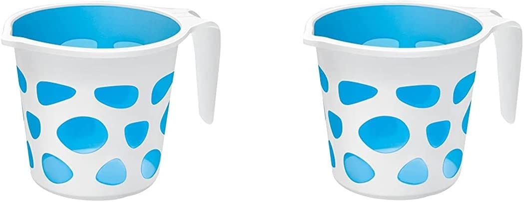 Wysokiej jakości plastikowe dwustronne designerskie łazienkowe kubki łazienkowe, akcesoria, bez BPA, kubek kempingowy Dabba, kubek na wodę do kąpieli - 1,417.5 g (niebieski, 2)