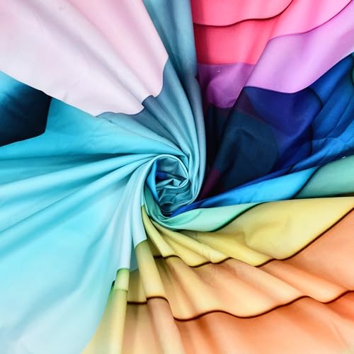 Image of Dream Weaverz 7D Bedsheet for Double Bed King Size with 2 Pillow Covers | Digital Printed & Fitted Elastic for Kids | Soft Glaze Cotton Feel | Fits Upto 12 Inch Mattress (Rainbow & Clouds)