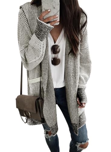 Sidefeel Cardigan Sweaters for Women Open Front Fall Outfit Gray S