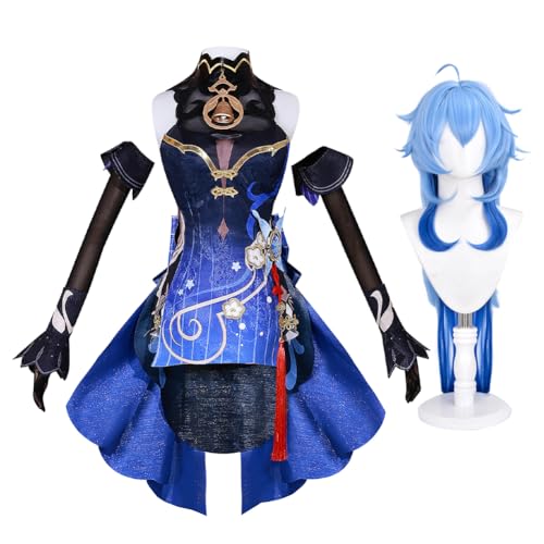 Ganyu Disfraz de anime para mujer, disfraz con peluca de Ganyu, cosplay, nueva piel, Halloween, carnaval, fiesta