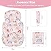 CARUILI Infant Car Seat Insert Cushion, Super Soft Baby Car Seat Head Support & 2 Straps Pads, Reversible Preemie Newborn Carseat Insert, Fit Car Seat, Stroller, Infant Bouncer, Pink Rainbow