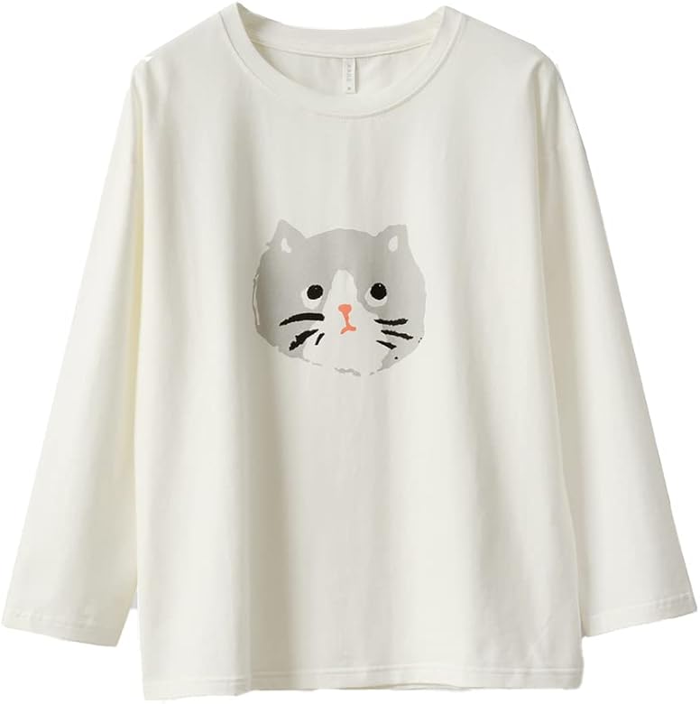 Amazon | レディース パジャマ 長袖 猫柄 ルームウエア 部屋着 寝間着 