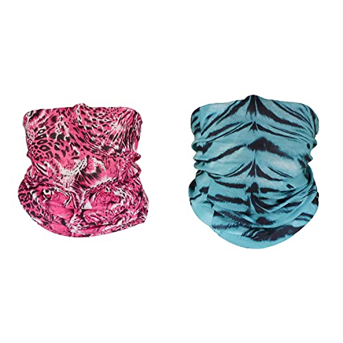 BambooMN Neck Gaiter Face Mask Cover Scarf Bandana Balaclava - Multi-Functional Headwear - Men's and Women's - 3D Animal Assortment - 2 Pack