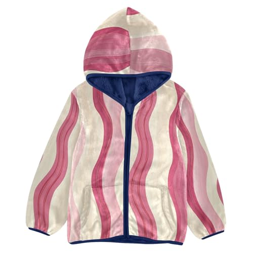 Vertical Wavy Lines Girls Fleece Jacket Girls Fall Jacket Girls Zip Up Hoodie Girls Sherpa Jacket 2-10T