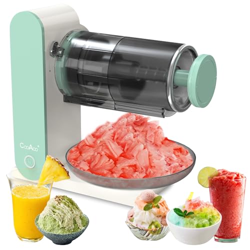 CooAoo Ice Shaved Machine Electric,Rechargeable Snow Cone Machine,Portable Slushie Maker Machine with Free Ice Tray,Ice Cruhser Soft Smoothies Slushie