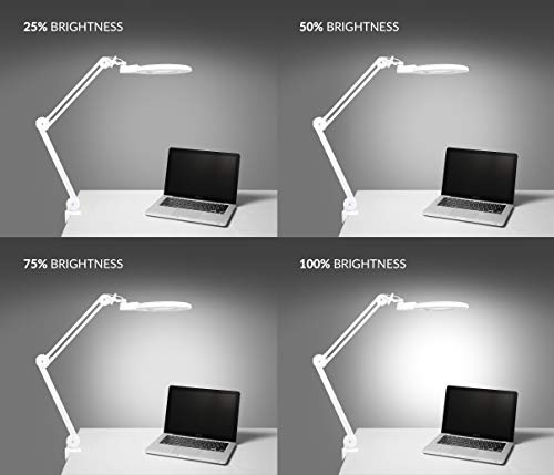 Neatfi XL Bifocals 1,600 Lumens Super LED Magnifier Lamp with Clamp, Large 7 Inches Acrylic Lens, 5 Diopter with 20 Diopter, Hands Free, Dimmable,16W, 84 PCS SMD LED, Adjustable Arm (White)