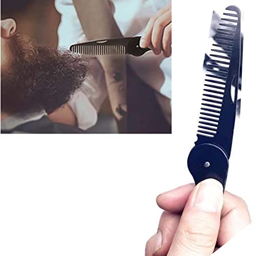 Stainless Steel Folding Beard Comb, Anti-Static Beard For Men Grooming & Combing Hair Beards Mustaches, Beards And Mustaches Styling Pocket Comb, Men's Beard & Moustache Combs #TOP3