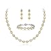 EVER FAITH CZ November Birthstone Elegant Tear Drop Necklace Earrings Bracelet Set Yellow Citrine-color
