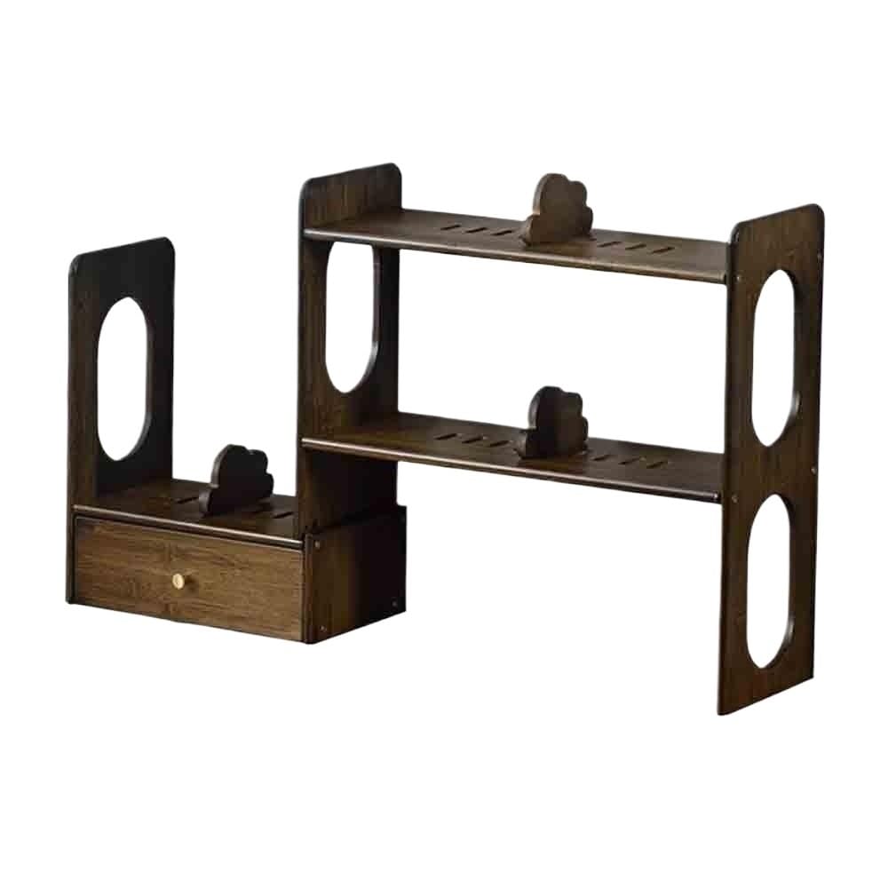 AYCDL Bookcase Stretchable Desktop Bookshelf, Bamboo Organizer Shelf with Drawers, for Office Books Supplies Accessories Storage Display Rack Display Shelf,size_name-L72xW20xH50 cm