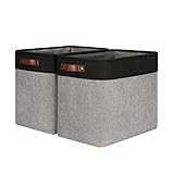 ECEGEVA 2 Pack Storage Baskets, Canvas Storage Baskets for Organizing Closet, Decorative Fabric Stor