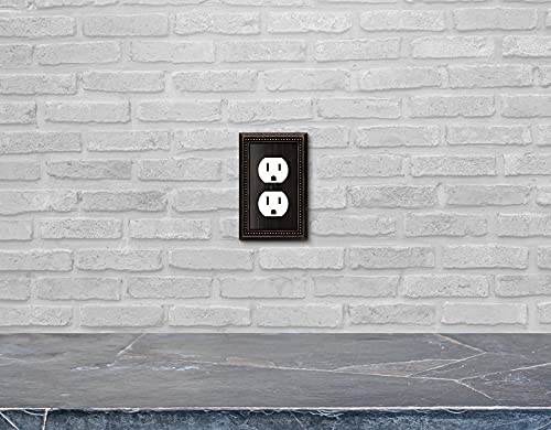 Henne Bery Sunken Pearls Decorative Wall Plate Switch Plate Outlet Cover (Single Duplex, 2 Pack, Aged Bronze) #TOP4