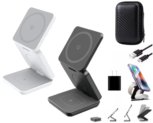 Invisible wireless charger Edamon station de charge portable 3 en 1 magnétique avec pochette
