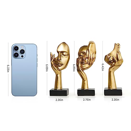 Funterest 3 Pcs Gold Decor Thinker Statues Sculptures For Shelf Decor, Golden Statues Home Decor Accents, Table Decorations For Living Room Bedroom Office, Bookshelf Decorative Objects #TOP1